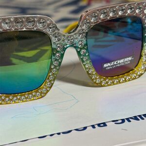 Kids Oversized Square Sunglasses Rhinestone Gradient Lens